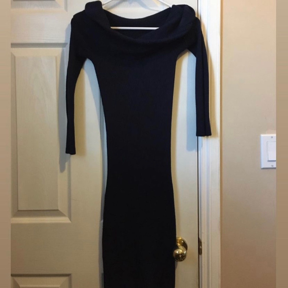 Navy Blue Off Shoulder Bodycon Dress